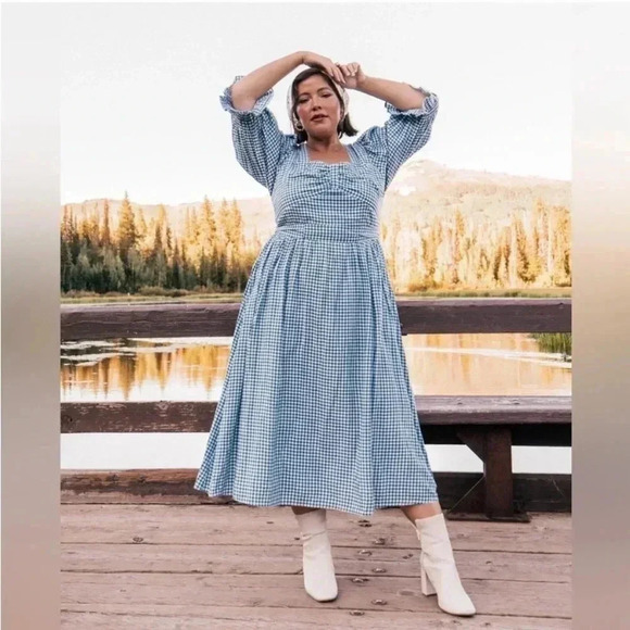 JessaKae Dresses & Skirts - Jessa Kae x Leah Ryder Blue Gingham Dress 1x
